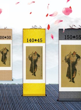 武松画像 丝绸画 武松打虎醉打蒋门神挂画 客厅卧室庙堂卷轴画