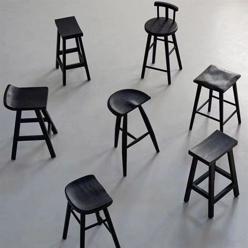 2025新侘寂风实木椅家用高脚凳原木靠背休闲椅吧台简约酒吧登奶茶