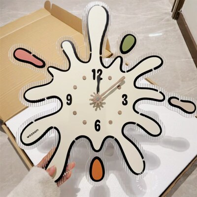 2024新款创意水滴钟表挂钟客厅艺术装饰画家用静音钟表奶油风餐厅
