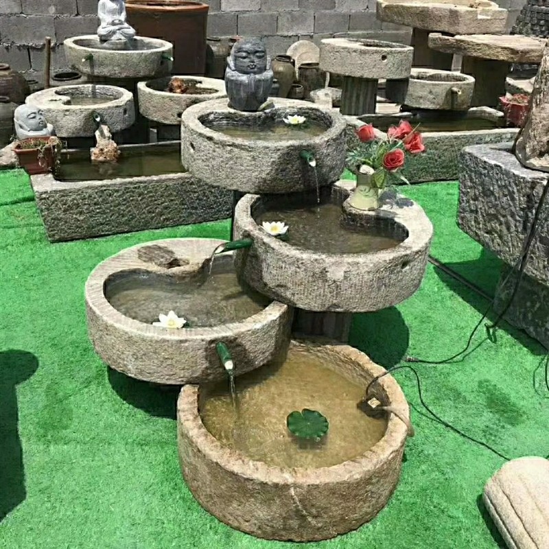 老石槽流水组合,室内阳台石头摆件儿。石磨石盆养鱼循环流水组合,家居饰品,石雕,淘宝优惠券,粉丝福利购,淘宝优惠卷