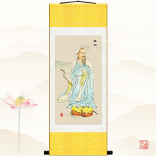 神医华佗画像挂画挂图 名医中医院人物装饰画 丝绸画卷轴画已装裱