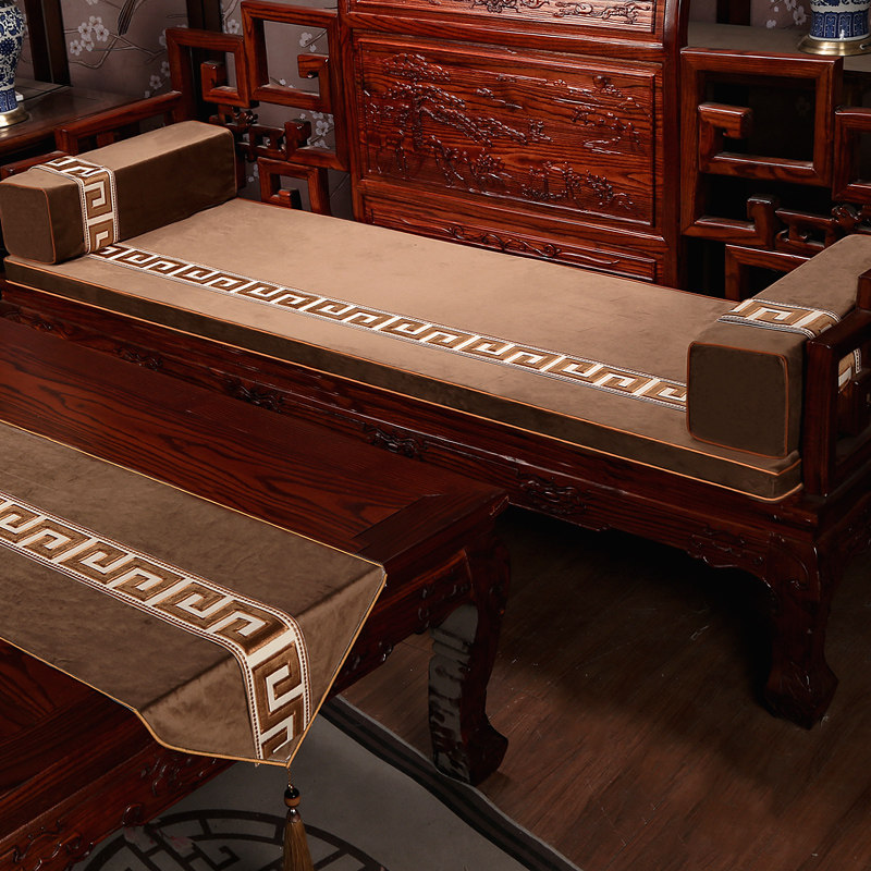 中式红木沙发坐垫古典实木家具垫子家用防滑乳胶沙发垫套绒布定制