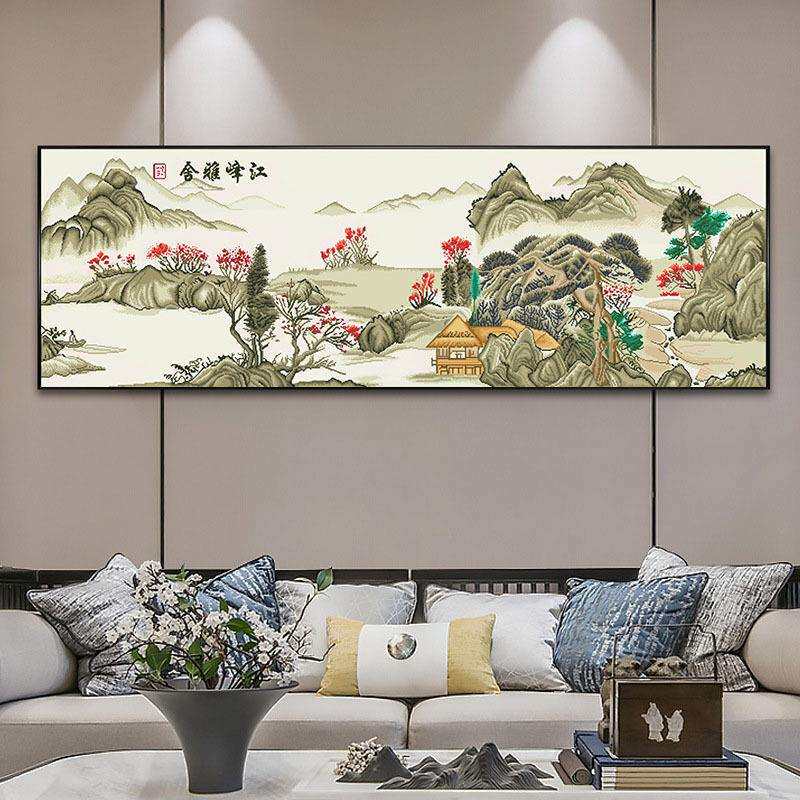 江峰雅舍十字绣2024新款线绣客厅大气山水风景满绣亚马逊