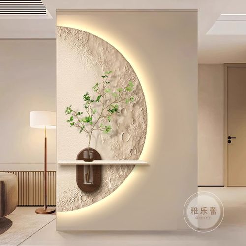 奶油风客厅装饰画高级感艺术海浪沙发背景墙挂画入户门正对门壁画