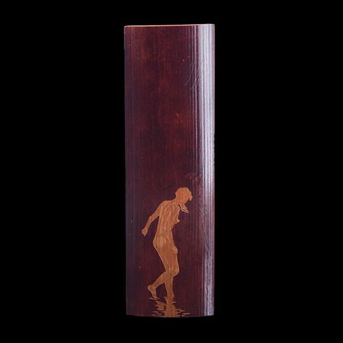 精品竹雕张念超本工雕刻清水出芙蓉茶则老煤竹茶道用品茶具摆件