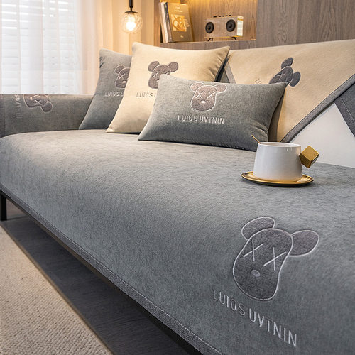 雪尼尔沙发垫全包防滑约沙发套罩高级感靠背巾盖布简四季通用坐垫