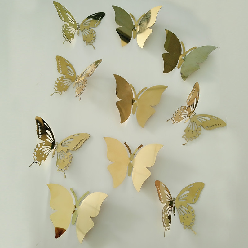 现代创意不锈钢立体蝴蝶墙贴仿真金属背景墙壁贴饰客厅卧室装饰画,家居饰品,软装墙贴,淘宝优惠券,粉丝福利购,淘宝优惠卷