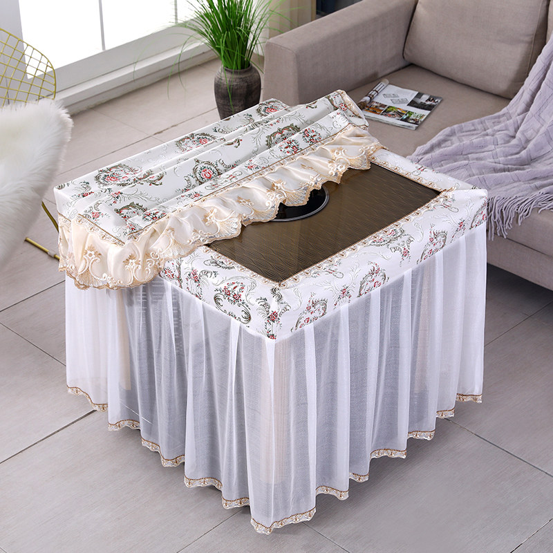 夏季烤火桌子罩套防水防油电炉茶几套罩蕾丝正方形餐桌布罩防尘罩,居家布艺,桌布,淘宝优惠券,粉丝福利购,淘宝优惠卷