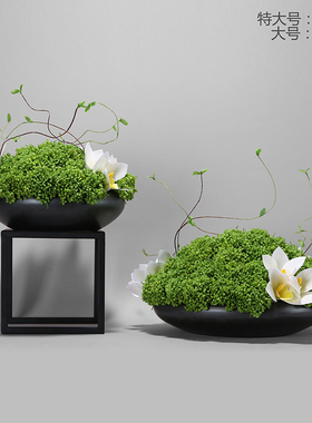 中式现代仿真绿色绣球果蕙兰套装花艺餐桌玄关前台洽谈桌售楼处