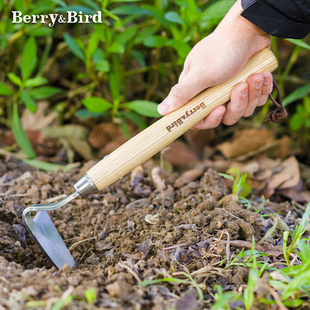 Berry&Bird不锈钢园艺小锄头手持便携木短柄锄头家用种菜工具养花