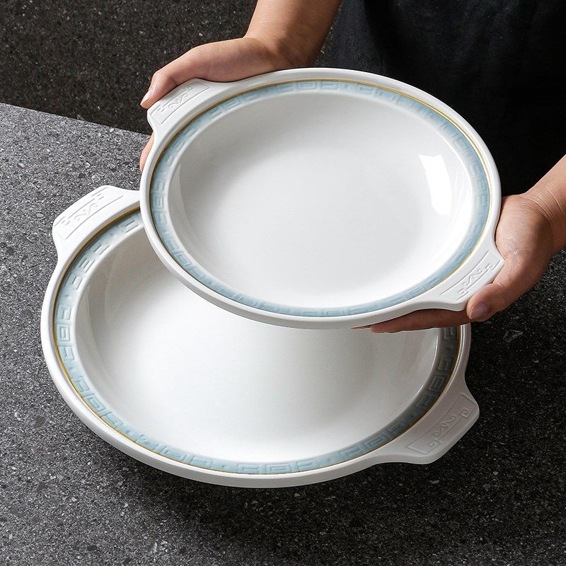 台德密胺餐具双耳盘子商用饭店汤盘菜盘汤盆餐盘圆盘酒店凉菜摆盘