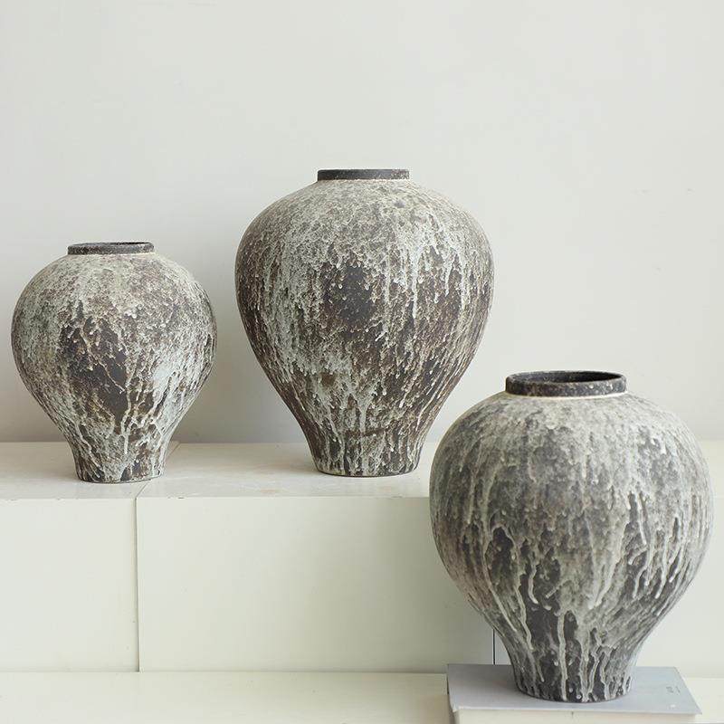 侘寂风摆件陶瓷花瓶复古粗陶罐台面花盆室内民宿家居花器装饰摆设,橡塑材料及制品,工业陶瓷,淘宝优惠券,粉丝福利购,淘宝优惠卷