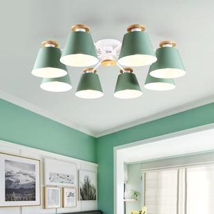 北欧客厅吊灯 马卡龙创意家用卧室餐厅饭厅灯具 木艺现代简约风格