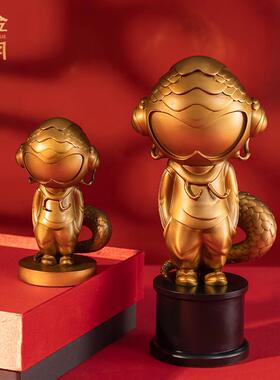 铜金岁月卡通太空蛇黄铜摆件国潮玩卡通公仔太空蛇铜摆件文创礼品