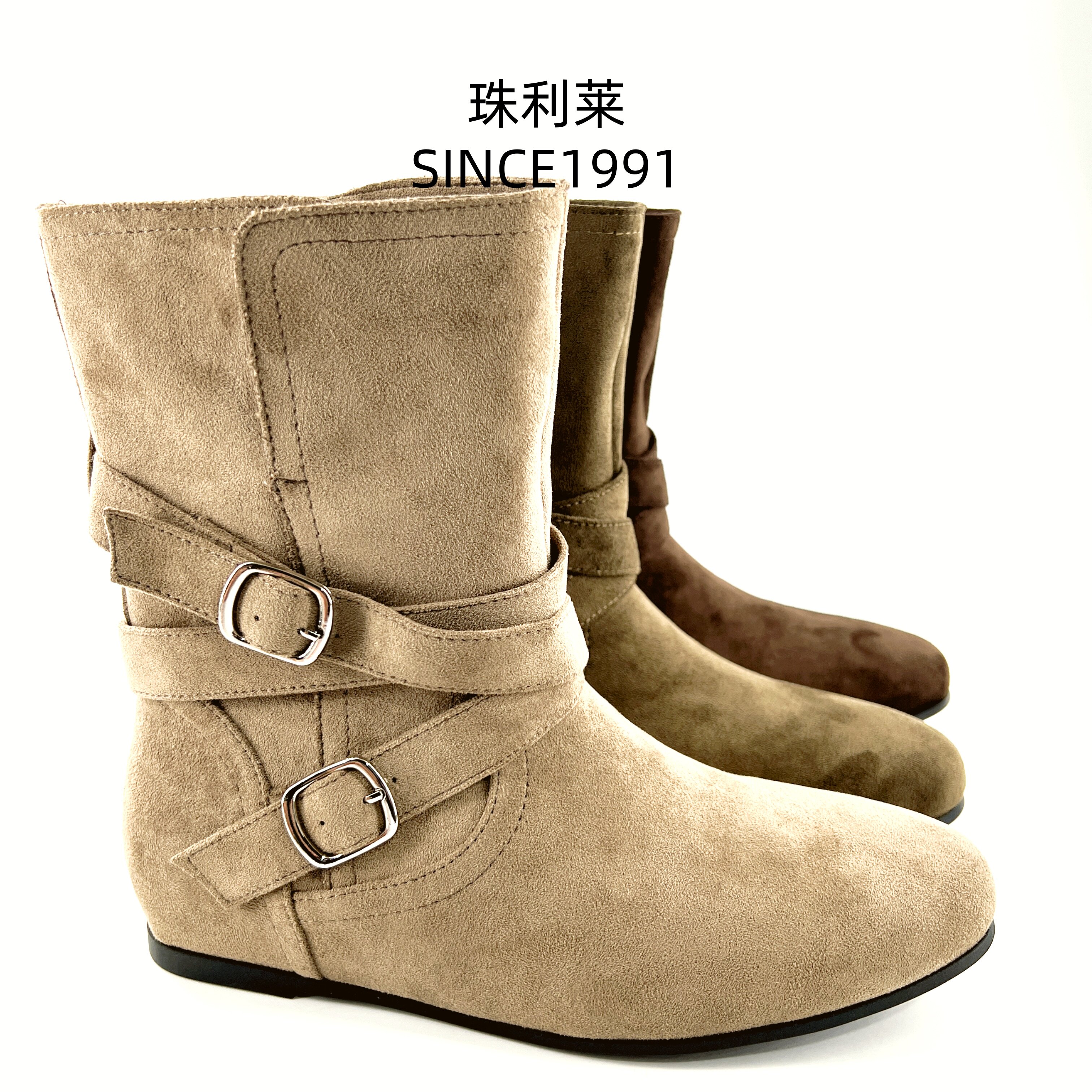 珠利莱秋新磨砂内增高女短靴