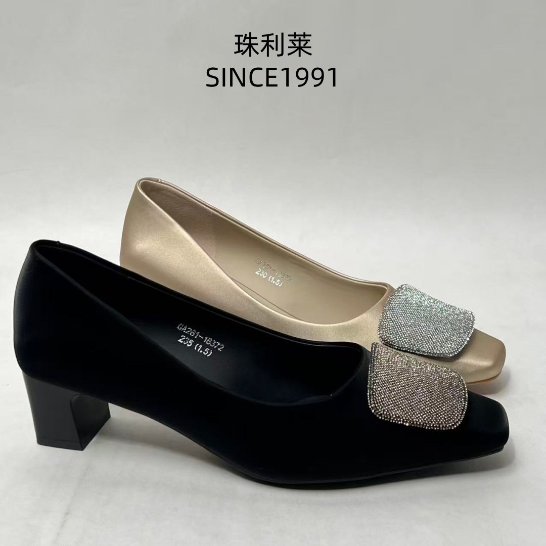 珠利莱2026春季优雅风水钻方扣粗跟浅口单鞋女通勤职业百搭中跟鞋,女鞋,浅口单鞋,淘宝优惠券,粉丝福利购,淘宝优惠卷