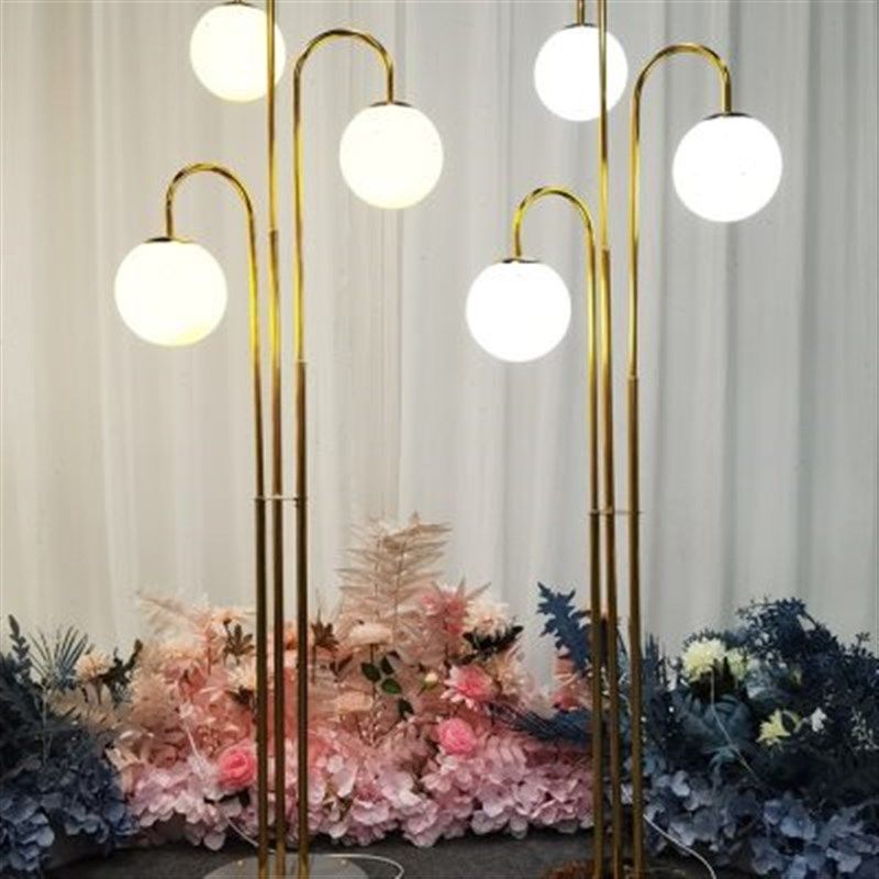 促厂促婚庆婚礼道具时光路引灯冰条铁艺金色舞台布置水晶圆球布新