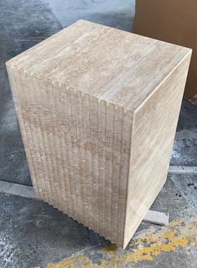 天然米洞石大理石底座创意波浪造型雕塑台摆件底座装饰柱高端定制