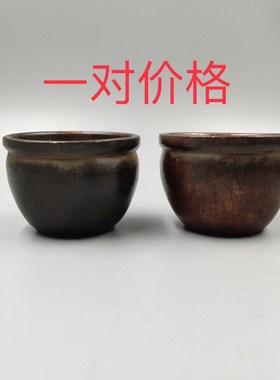 古玩大明宣德年合金铜缸老铜器摆件杂项地摊捡漏古玩古董一对价格