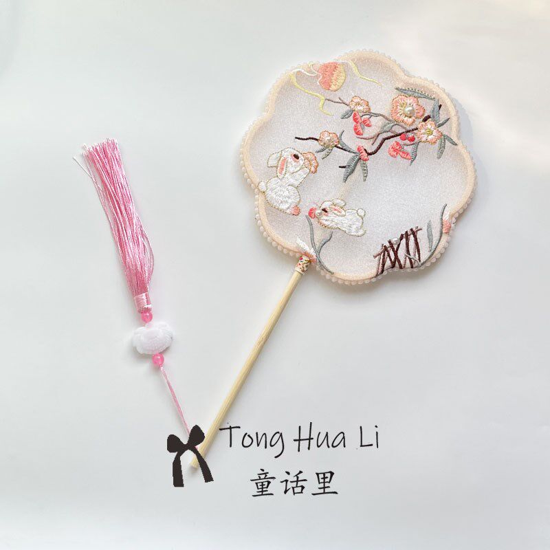 宝宝中秋节国风团扇汉服扇子古风儿童女童马面裙配饰道具女中式