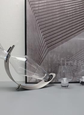 北欧极简金属透明酒具摆件样板房家居玄关茶几客厅创意工艺品摆件