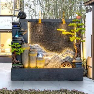 假山水幕墙流水喷泉鱼池景观庭院办公室酒店阳台落地室内外摆件