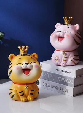 树脂生肖老虎新年摆件可爱存钱罐新年招财吉祥物家居摆件创意装饰