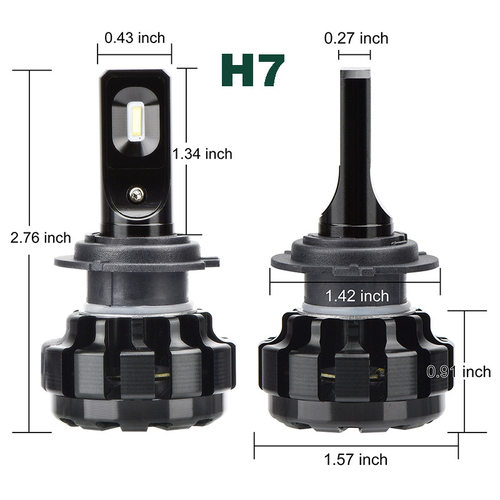 V1聚光型汽车led大灯h7h4h19005前大灯远光近光灯泡超亮车灯改装