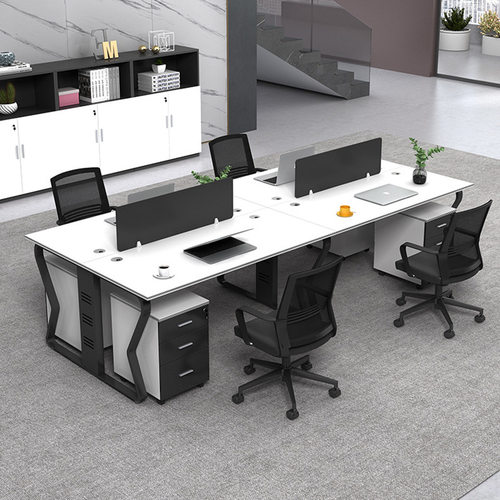 职员办公桌4人位简约现代广州办公家具工作位员工桌屏风办公桌椅