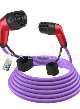 紫色AC单/三相新能源充电桩欧标TYPE2双头充电枪功率齐全高阻燃