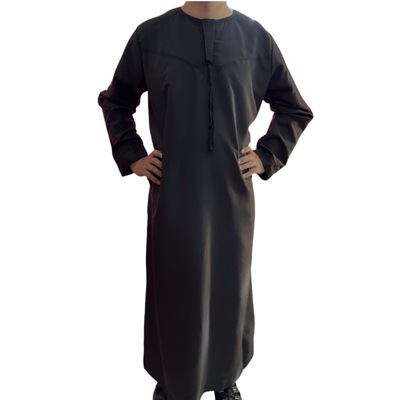 迪拜长袍男黑色阿拉伯服装阿曼涤纶沙特中东男士服饰民族风