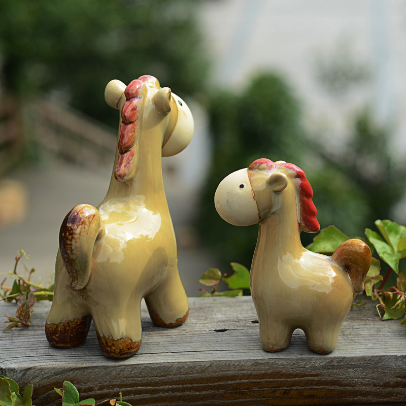 简约家居摆件工艺品 婚庆礼品 桌面办公室咖啡厅 庭院田园陶瓷马