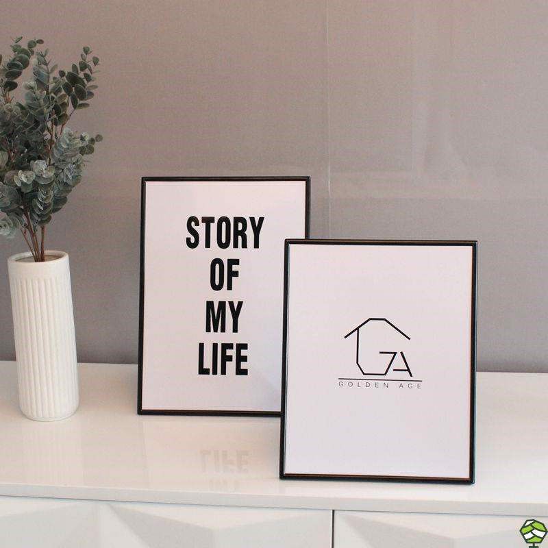 新款相框摆台5寸6781012寸五细边窄边简约4r3R黑色金属挂墙小清新