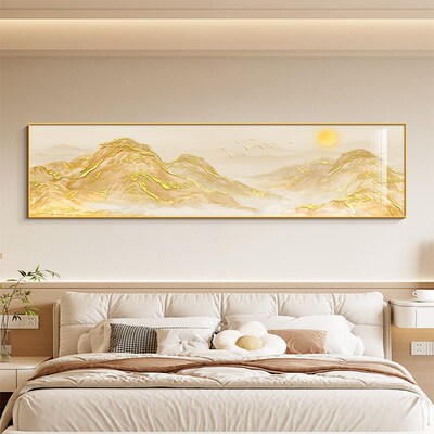 背靠日照金山夫妻主卧床头画卧室挂画朝西挂什么画靠山图客厅聚财