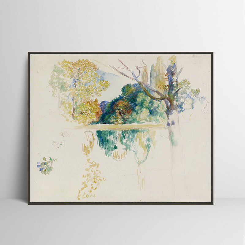 湖 雷诺阿印刷喷绘风景挂画客厅卧室沙发背景墙装饰画壁画有框画