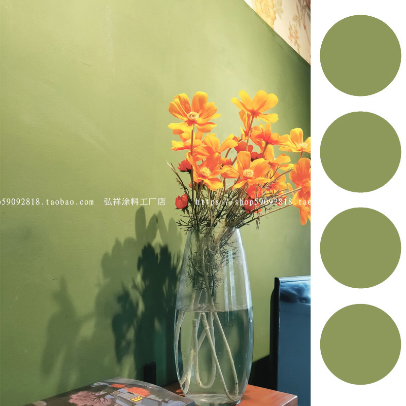 乳胶漆墨绿浅绿复古绿色墙漆油漆家用室内彩色自刷环保涂料背景墙