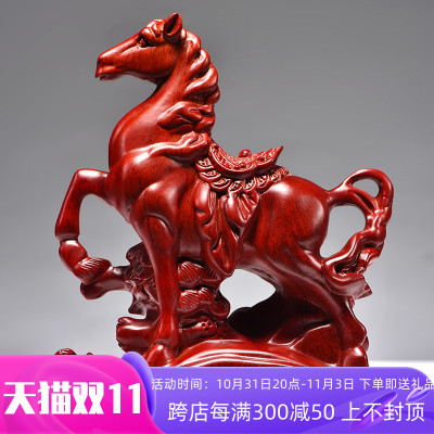 红木马摆件木头马工艺品红色木马摆件家居动物实木质雕刻装饰客厅