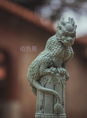 鱼缸造景创意盘龙青石家居中式茶宠摆件卧龙国潮复古送礼桌面装饰