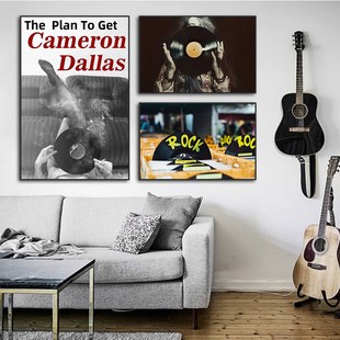 黑胶唱片挂画欧美复古怀旧海报酒吧墙面装饰画卧室年代感音乐壁画