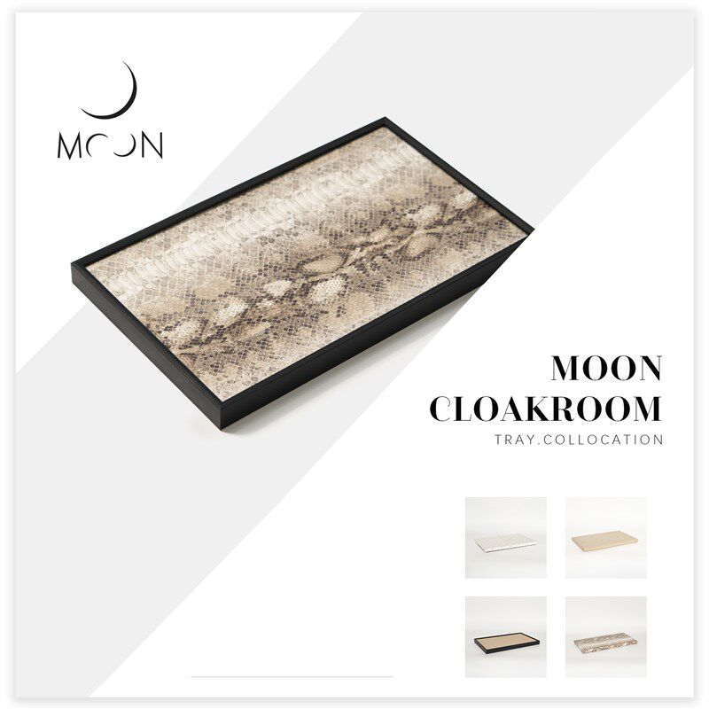 MOON慕空间样板房衣帽间梳妆台皮革布料托盘摆件展厅客厅软装饰品