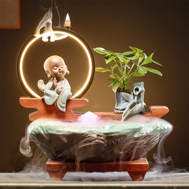 创意喷泉办公室桌面招财陶瓷循环流水摆件客厅流水器鱼缸开业礼品,家居饰品,装饰摆件,淘宝优惠券,粉丝福利购,淘宝优惠卷