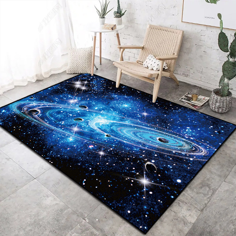 创意星空宇宙地球主题地毯客厅茶几卧室儿童房间床边满铺地垫定制