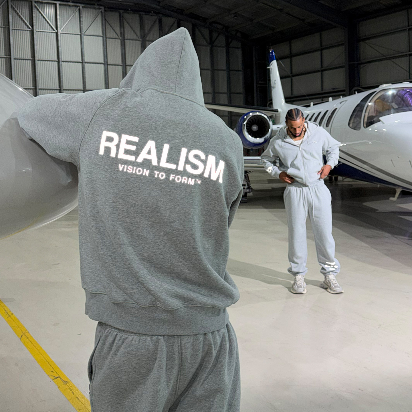 Realism潮牌拉链连帽卫衣卫裤 男女同款 美式高街反光LOGO连帽衫