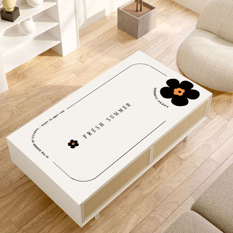 奶油风茶几桌布皮革餐桌垫防水防油免洗长方形电视柜桌布茶几垫