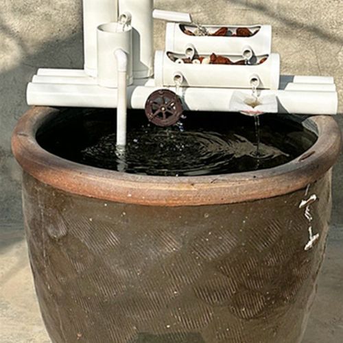 竹一体鱼缸过滤多合流水生财摆件玻璃假山免换水造景瀑布式氧气泵