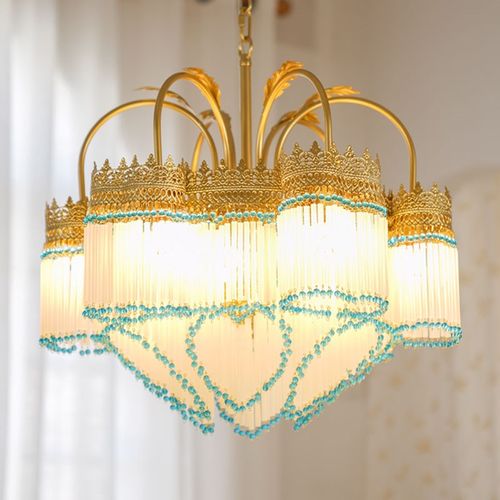 奥幕灯饰复古法式中古意大利爱心玻璃流苏卧室客厅餐厅儿童房吊灯