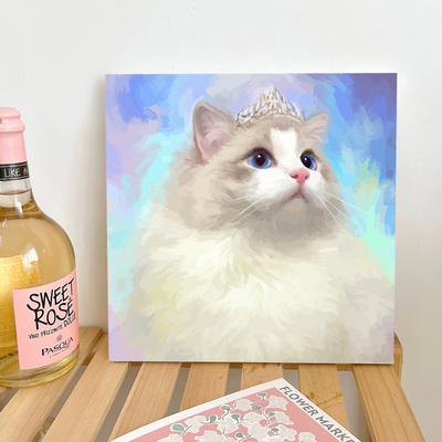 猫咪数字油画diy填充水彩画解压手绘填色高级感手工丙烯装饰挂画