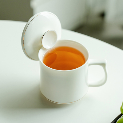 拓土羊脂玉瓷泡茶杯个人专用陶瓷水杯商务会议企业接待办公茶水杯