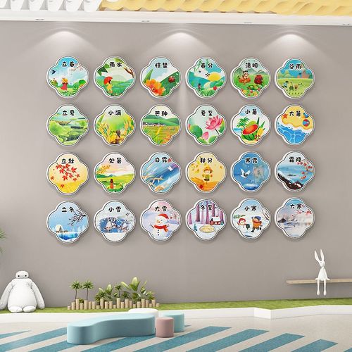 幼儿园墙面装饰二十四节气传统文化墙教室走廊楼梯环创主题墙布置