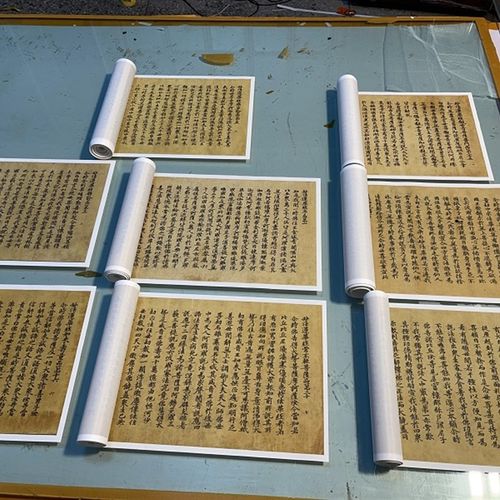 敦煌遗书唐代写经妙法莲华经第一经文真迹微喷小楷书法装饰复制品